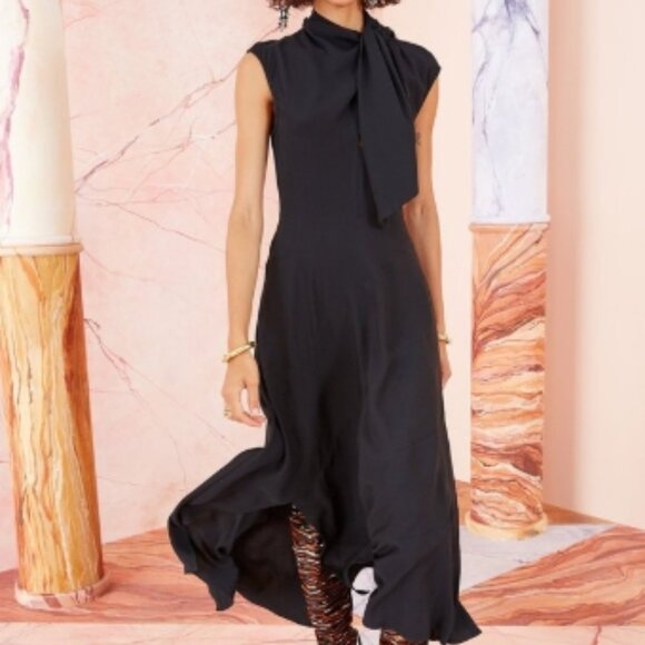 NWOT ULLA JOHNSON Leena Midi Dress in Noir S $545 - Picture 12 of 14